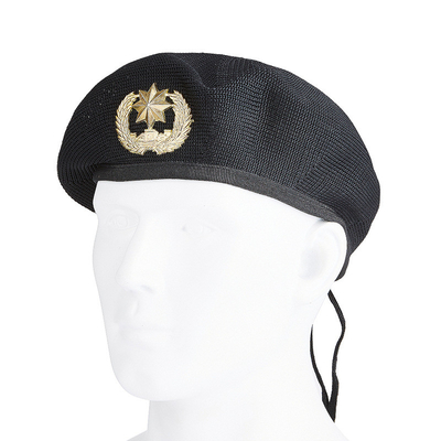 OEM Classic Beret With Breathable Mesh Fabric Embroidered Patch Logo Security Cap For Honor Guard