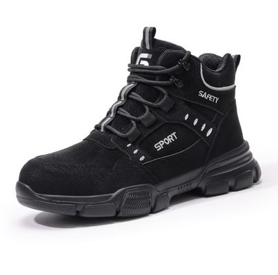 Waterproof Safety Work Shoes Lace-Up Puncture-Resistant Anti-Smash Steel Toe Lightweight and Breathable Summer Men's Protective Footwear for Cross-Border