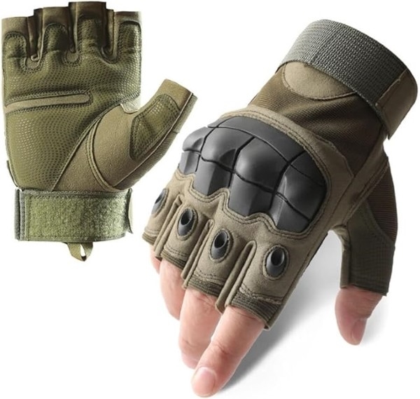 Polyurethane Palms Mens Waterproof Fingerless Gloves Outdoor Tactical Gear Flexible Lightweight