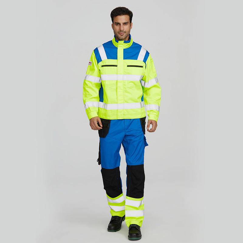 Customized Fluorescent Flame-Resistant Work Suits Colorblock Durable Breathable