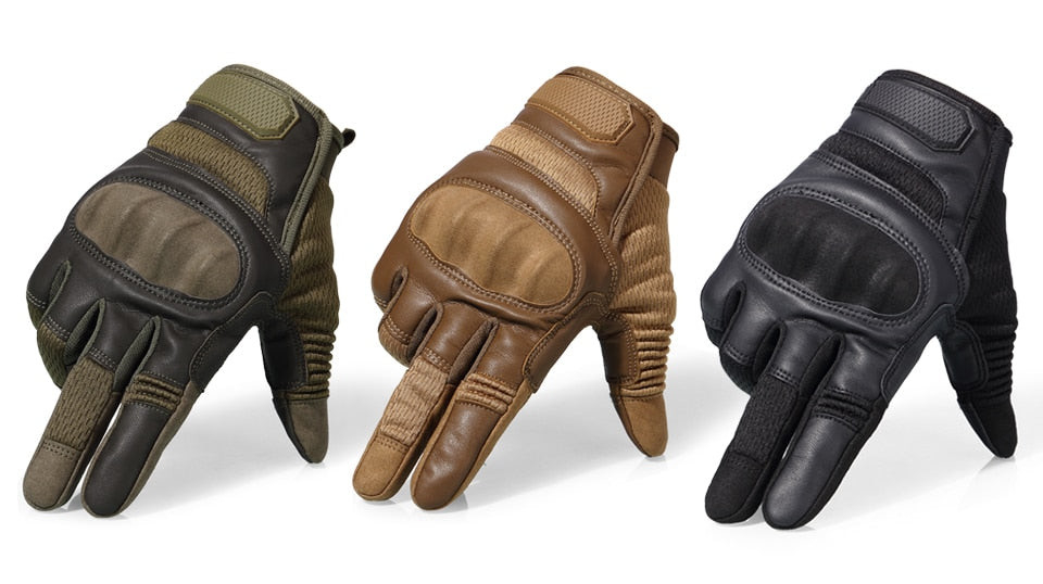 SWAT Polyester Military Tactical Gloves With Knuckle Protection Perforated Microfiber