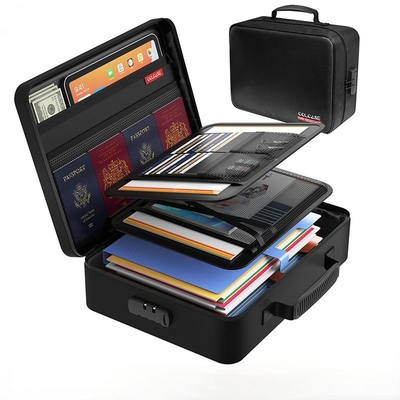 Feuerdichte, wasserdichte und wasserdichte Dokumentenorganisator-Box mit Schloss, Zertifikat und Rechnungshalter für den Heimgebrauch